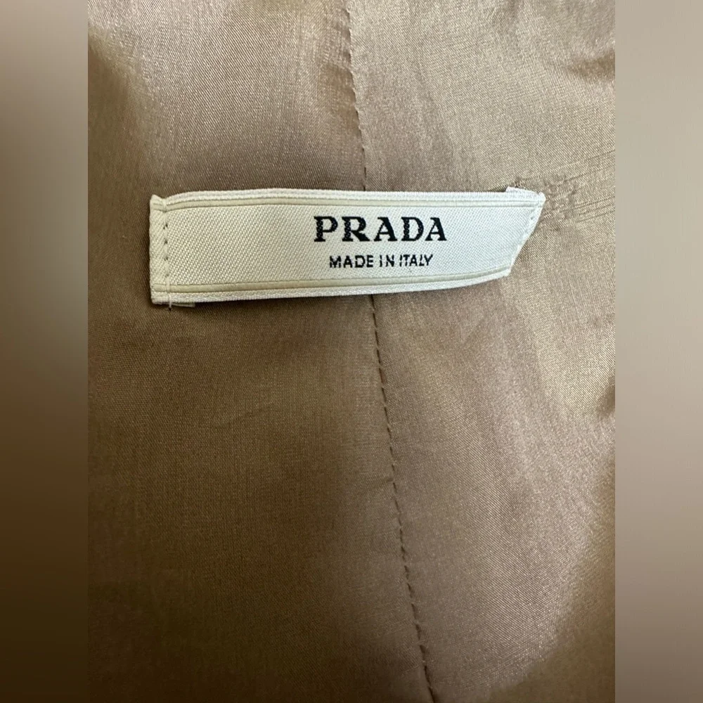 Prada Belted Leather Trench with 3/4 Sleeves Sz 38 - Picture 9 of 10